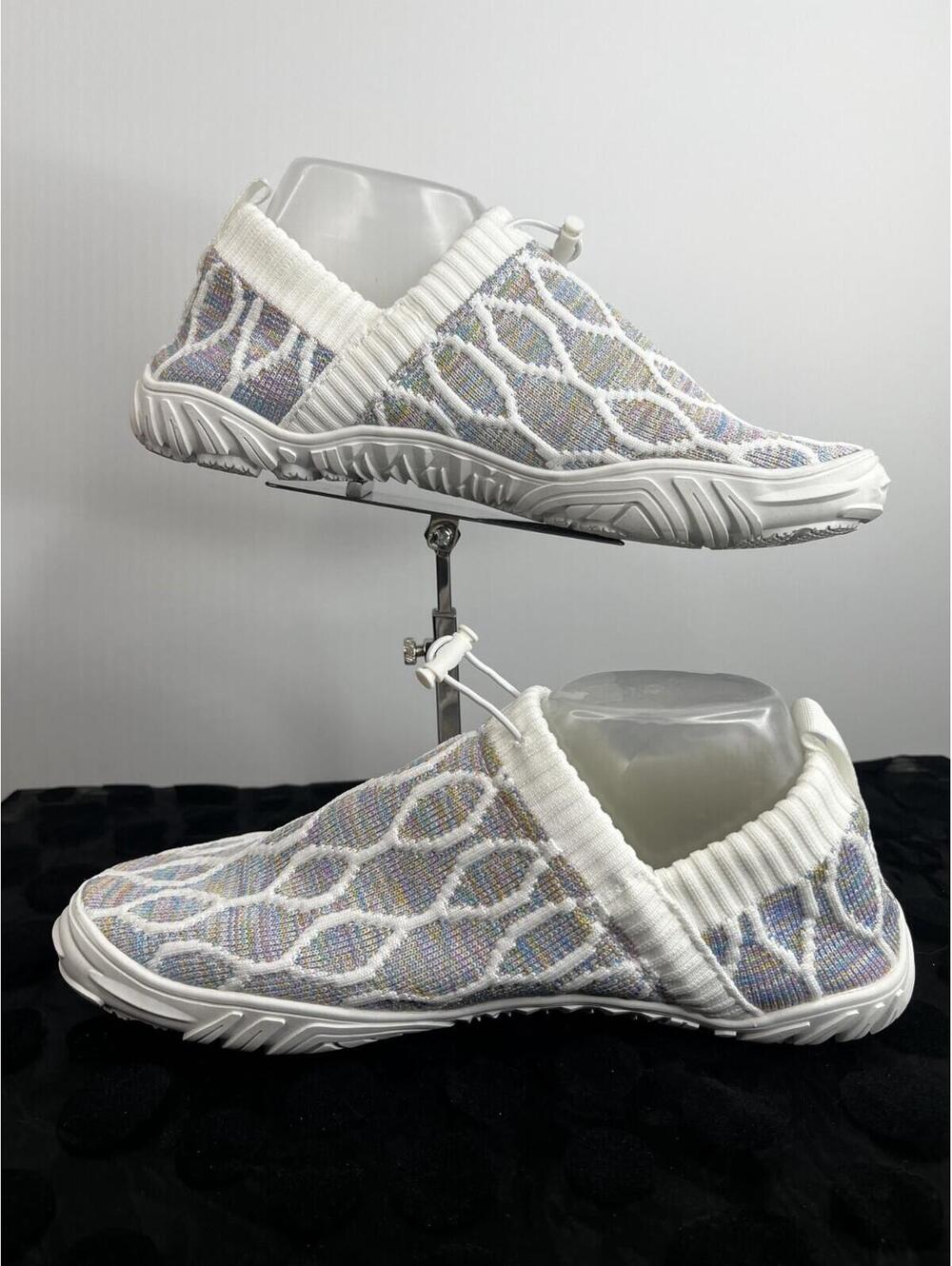 NIMBAO Knit Slip On Walking Shoes Women 13 White Multicolor Comfort Lightweight
